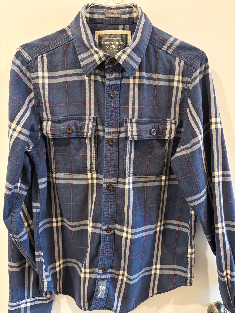 Abercrombie & Fitch Blue and White Plaid Button-Down Shirt
